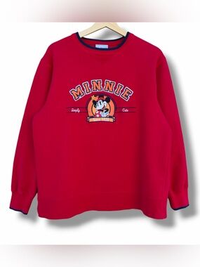Vintage Disneyland Resort Minnie Mouse Patch Sweatshirt Red Size Small 90s Y2K